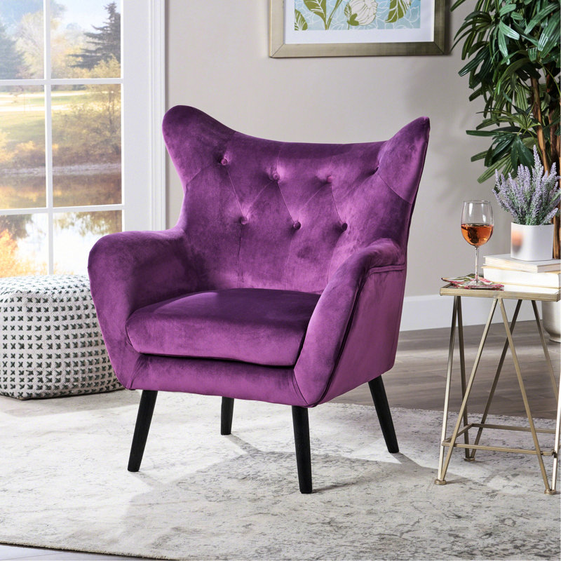Chaise rembourrée en velours fuchsia de style Mid-Century confortable et confortable