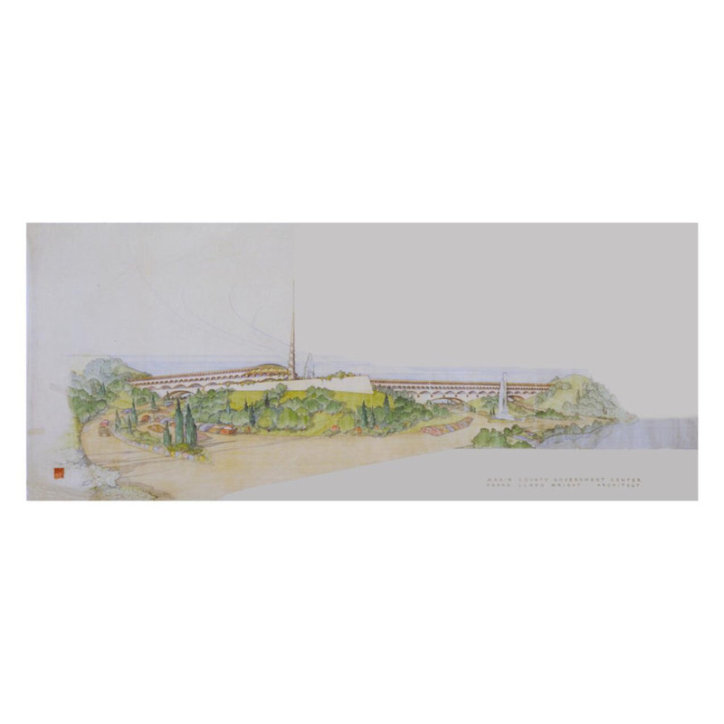 Centre civique de Marin County (1957), San Rafael, Californie, par Frank Lloyd Wright - Impression giclée, H 22 po x l 28 po