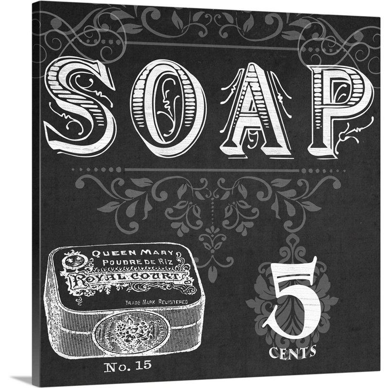 «Chalkboard Bath Signs I», reproduction d'impression sur toile, Toile tendue, H 48 po x l 48 po x P 1,25 po