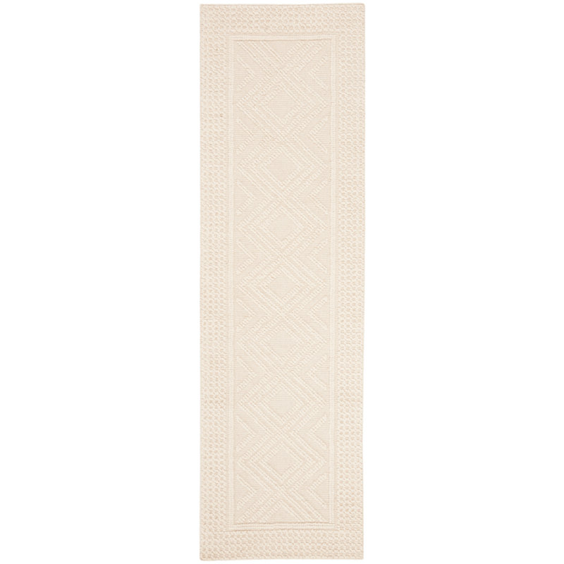 Connellsville Hand Woven Wool/Cotton Geometric Rug in Ivory, Runner 2'3" x 10'