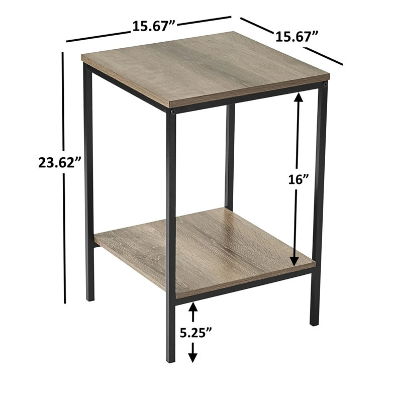 Ensemble de tables basses 3 pièces Vebreda avec table basse rectangulaire et 2 tables d'appoint, plateau rustique brun avec cadres en métal noir
