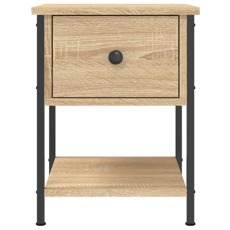 Lympsham 34cm W Iron Bedside Table, Sonama oak