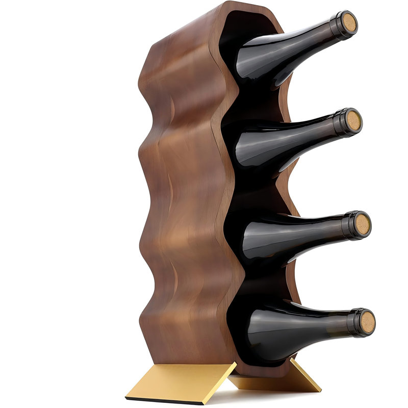 Tablette autoportante en bois à 7 niveaux et 7 bouteilles - Support à bouteilles pour table de bar, Inserts d'armoire, Cuisine, Rangement pour cave à vin (Acacia)
