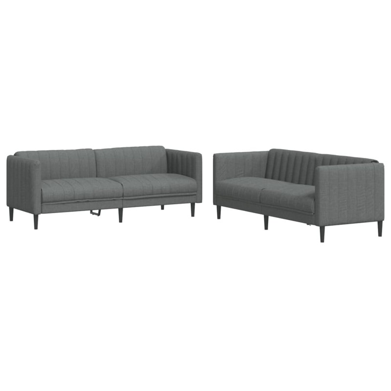  Ensemble de canapé 100% polyester gris foncé, contreplaqué, bois massif moyen, Gris foncé