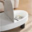 Table basse ovale avec plateau en faux marbre, table basse moderne Mid-Century avec tiroir caché et espace de rangement, table basse pour salon, chambre à coucher, bureau
