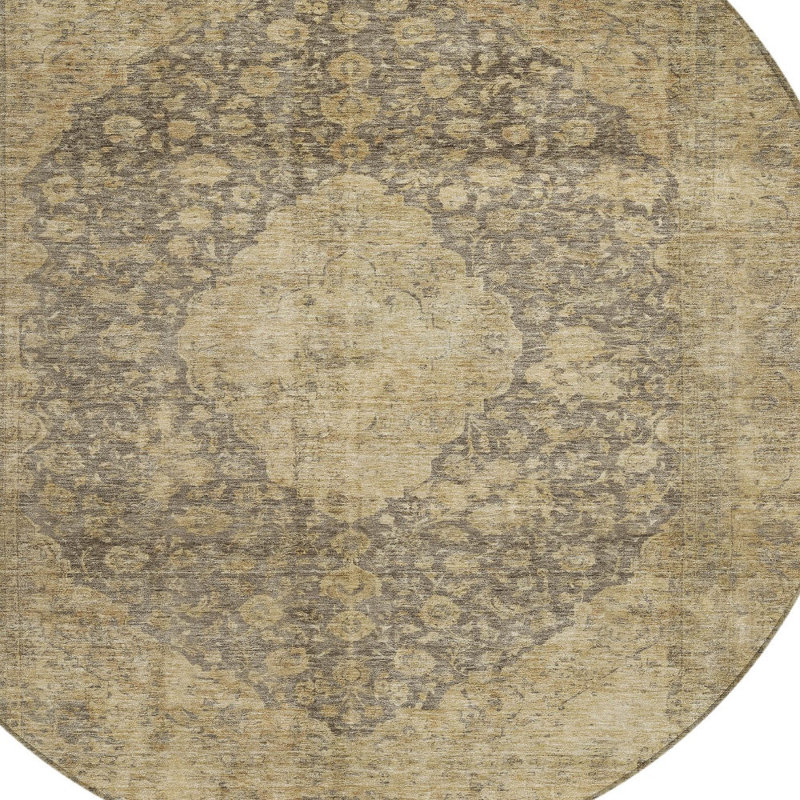 Tapis rond 8 po brun et beige