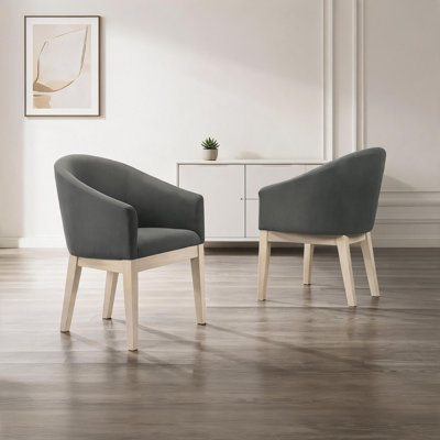 Ensemble de 2 chaises d'appoint contemporaines en tissu d'ameublement en tissu d'ameublement en tissu gris doux de 23 pouces de largeur