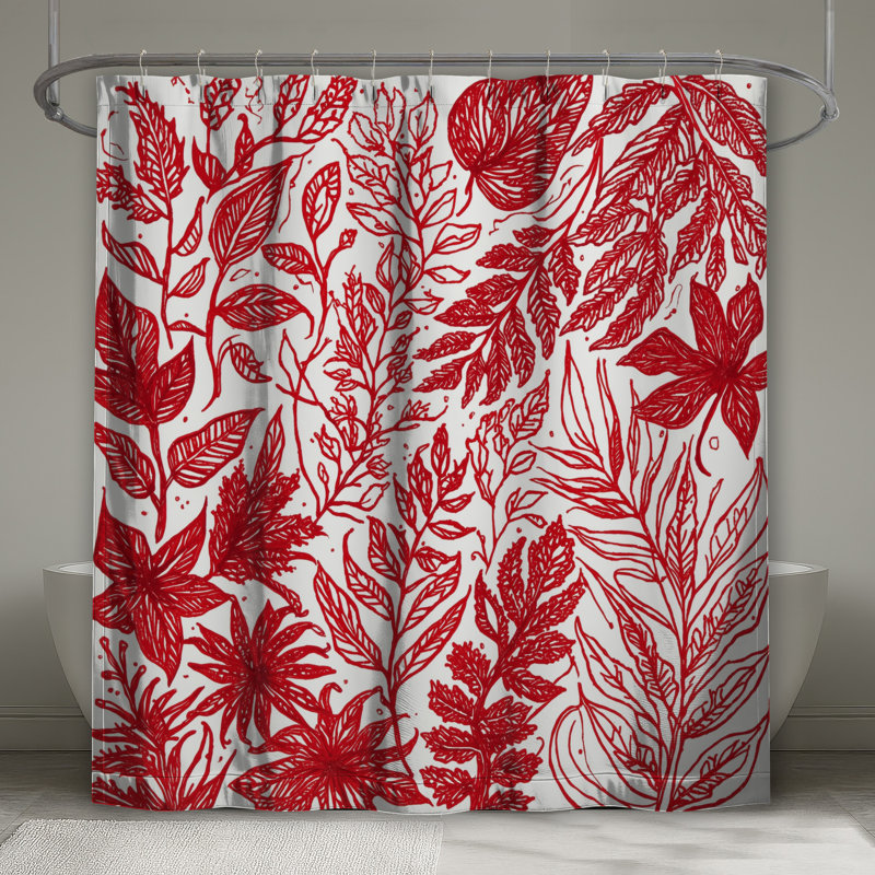 Rideaux de douche Red Botanical Illustration, L 70 po x H 84 po
