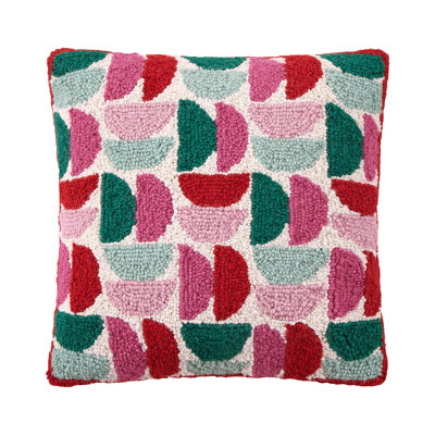 Coussin de Noël demi-lune en laine crochetée - 40 cm x 40 cm