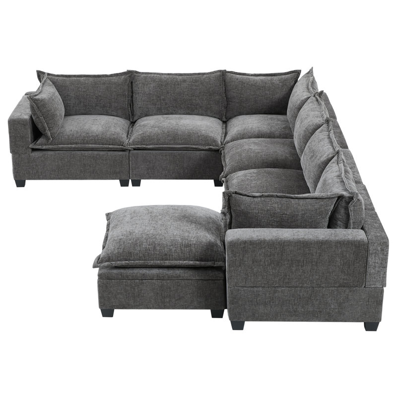 [VIDÉO + NOUVEAU] Canapé modulaire modulaire de 118 po avec repose-pieds de rangement mobile, canapé à 7 places en forme de U, siège large et combinaison libre, canapé surdimensionné en chenille pour salon et appartement, 2 couleurs