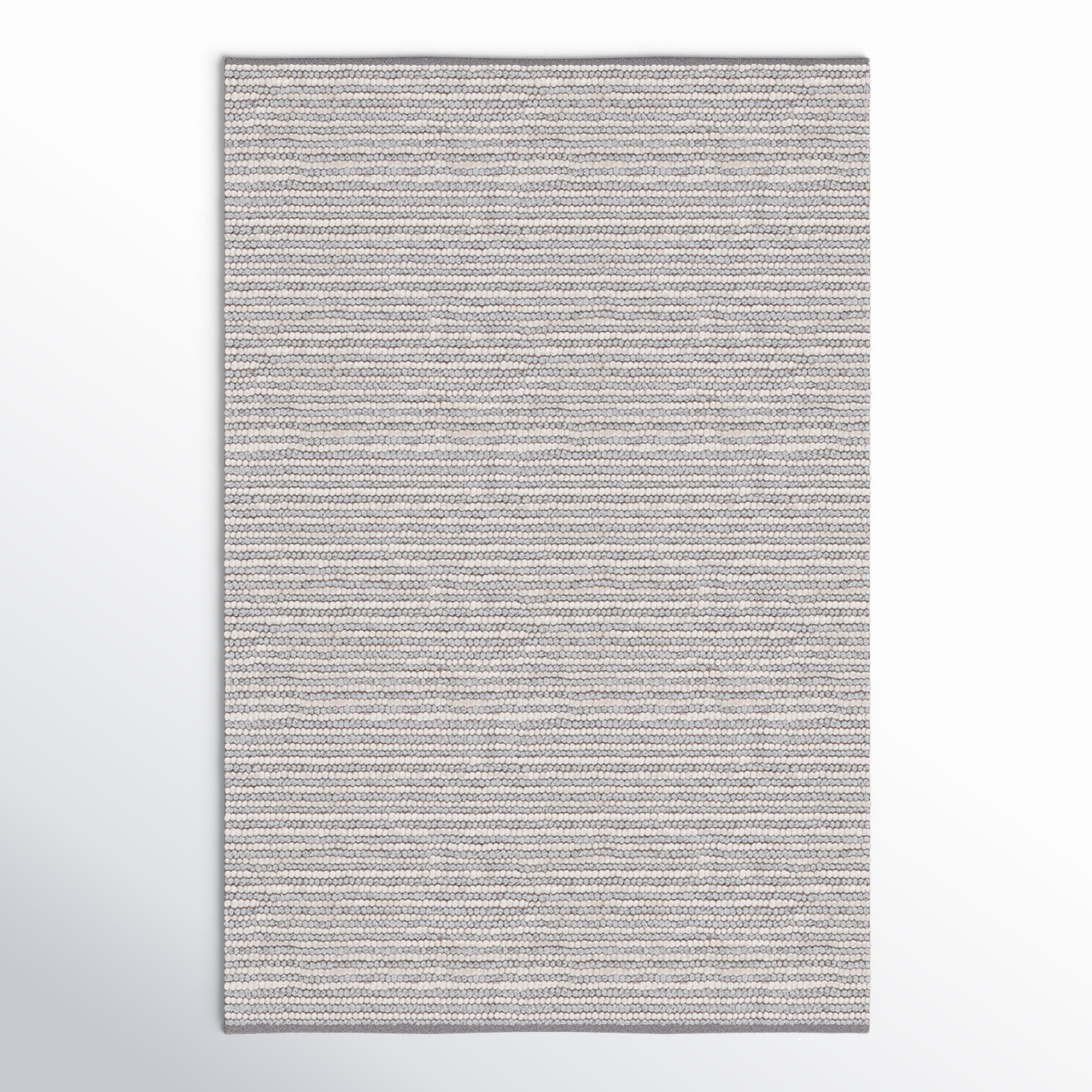 Cleodora Ivory Gray Hand-Woven Striped Rug, Runner 2'3" x 5'