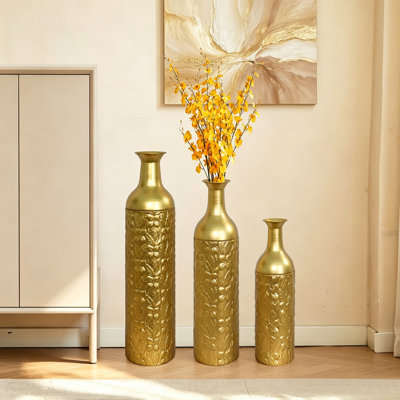 Ensemble de 3 vases décoratifs en métal