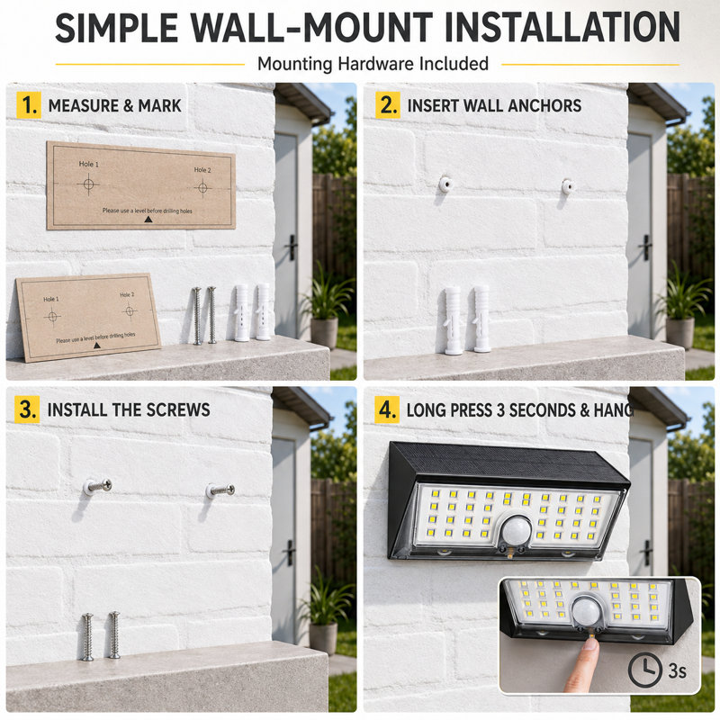 38 LED Solar Powered Motion Sensor Outdoor Security Wall Light with 4 Lighting Modes