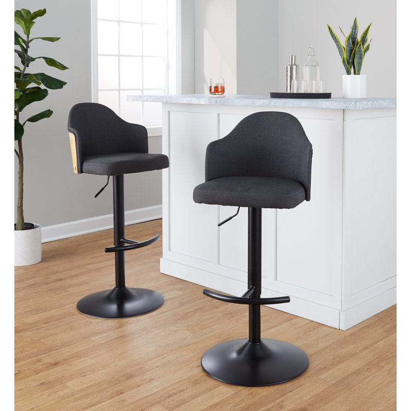 Ensemble de 2 tabourets de bar Braiens, Gris anthracite/noir