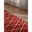 Tapis d'intérieur rectangulaire en laine rouge et or fait main, géométrique et noué à la main-455434825