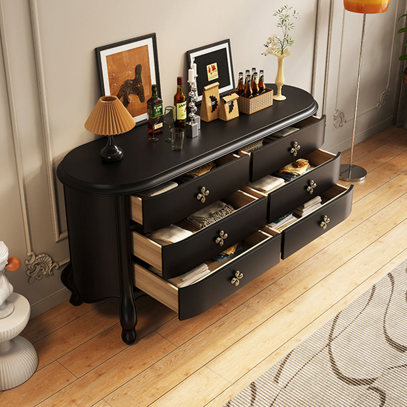 Retro Black Solid Manufactured Wood Accentcabinet, Black