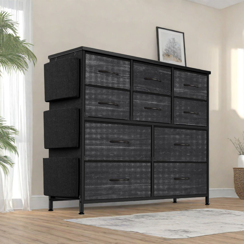 Procora 99cm W 10 - Drawer Chest of Drawers, Black