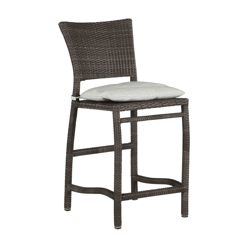 Tabouret de comptoir 24 po Skye - Noyer noir, Noyer noir, Welt, Sunbrella® argent Verona