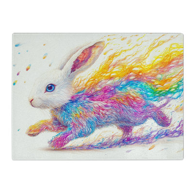Rainbow Rabbit  Glass Chopping Board
