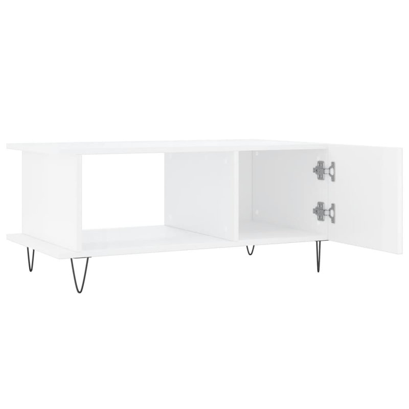 Kwai Four Leg Coffee Table with Storage, High Gloss White