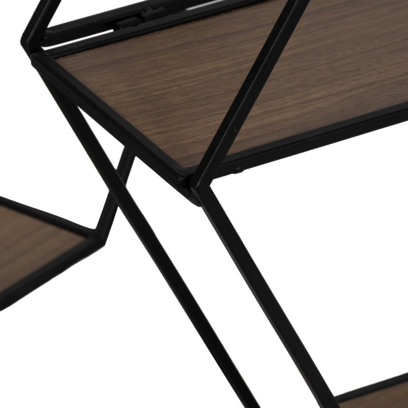 Denegal Hexagon Wall Shelves with Wood and Metal Frame Featuring MDF Panels and Boho Iron Detailing Set of 3, Black