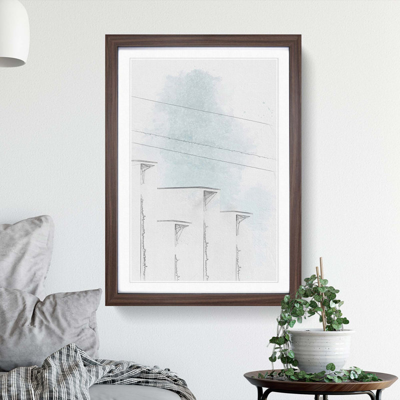 Sketching the Architecture Vol.62 - Picture Frame Drawing Print, Walnut Framed, 87cm H x 62cm W x 2cm D
