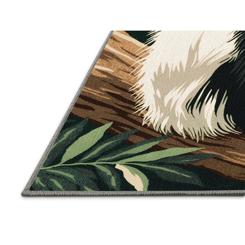  Tapis lavable noir Colobus, Rectangulaire 2 pi x 3 pi