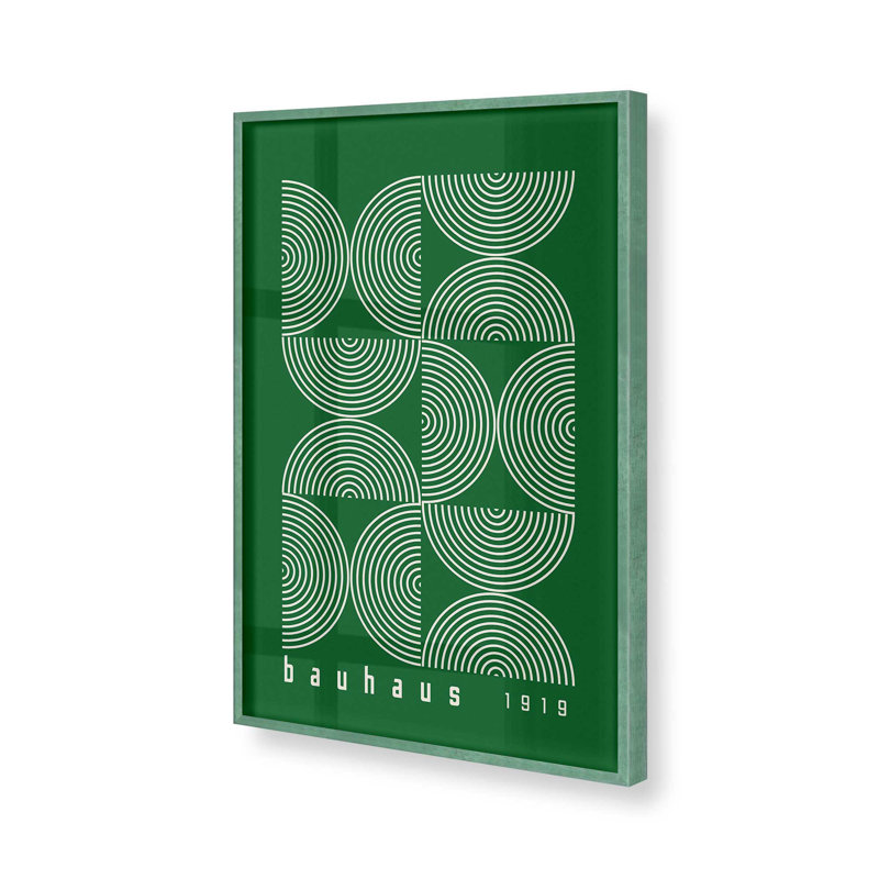 Impression de lignes vertes Bauhaus Modernist, Cadre simple citronnelle, H 17 po x l 13 po x P 1,375 po