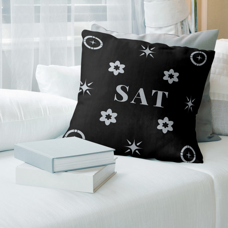 Coussin en coton San Antonio, San Antonio argent / noir / blanc, H 14 po x l 14 po