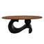 Élégante table basse gigogne 2 pièces noire, tables ovales et rondes, base en métal robuste, industriel facile à installer, ronde, pièce, conception de bout, salon, cadre stable, coussins réglables
