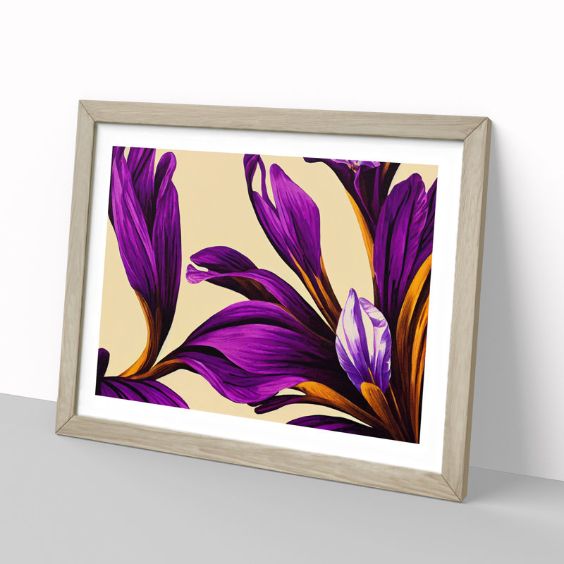 Evolving Modern Flowers - Single Picture Frame Print, 34cm H x 46cm W x 2cm D, Oak
