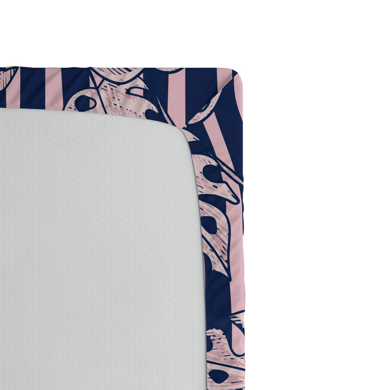 Drap-housse rustique Ambesonne, Drap-housse de taille très grand, Rose pâle, indigo / floral