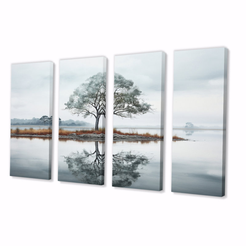 Ensemble de 4 reflets sur l'eau sur toile