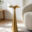 Table à boissons ronde en acier de 24 po de hauteur avec base fuselée, table d'appoint minimaliste moderne pour le salon et la chambre à coucher - Finition dorée