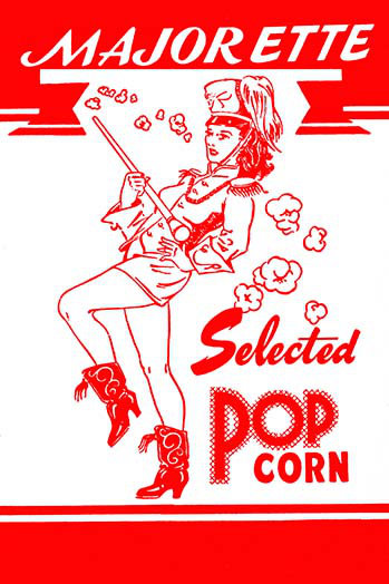 « majorette selected pop corn », affiche rétro, H 36 po x l 24 po x P 1,5 po