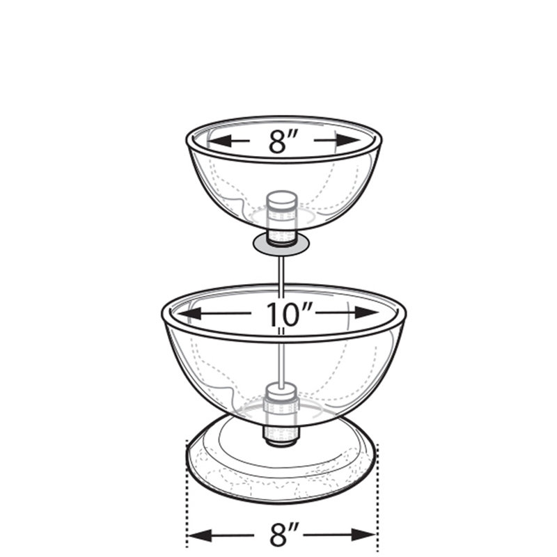 Présentoir de comptoir bol à deux niveaux, H 15 po x l 8 po x P 8 po