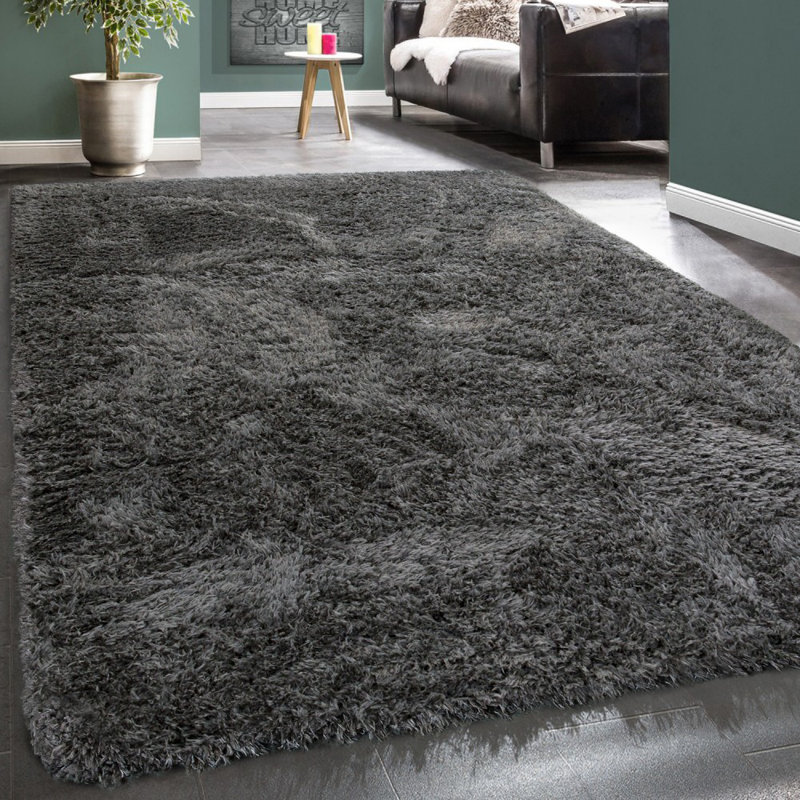 Bowles Solid Colour Shag Area Rug, Rectangular 120 x 160cm