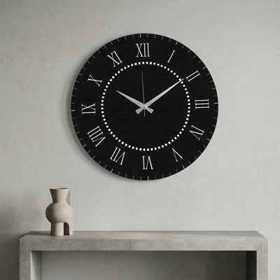 Stylish Decorative Metal Wall Clock, Black, 18.9 x 18.9 inches | 100% Metal Construction, Thickness: 0.05 inches | Requires 1 AA Battery (Not Included) | Perfect for Modern Home Decor & Living Spaces