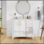 Ensemble de meuble-lavabo de salle de bain moderne Mid-Century avec rangement spacieux et lavabo en céramique intégré pour des salles de bain élégantes et fonctionnelles-105864604