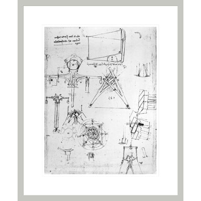 Fol. 392r-b from the Codex Atlanticus 1478-1518 (pen &amp; ink on paper) by Leonardo da Vinci -Framed Giclee Print