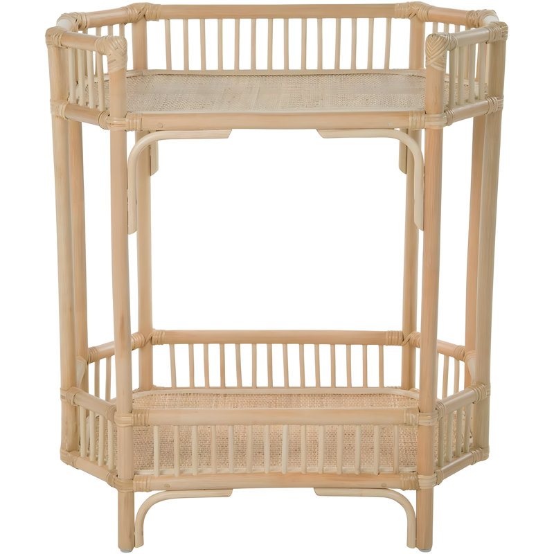 Manhattan 2-Tier Rattan Console Table With Dual Shelves, Handcrafted Natural Rattan Design