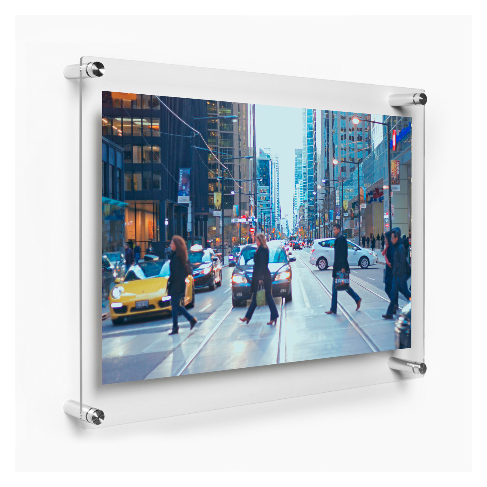 Clear UV-Grade Acrylic Modern Floating Picture Frame, 18" W x 24" H, Silver