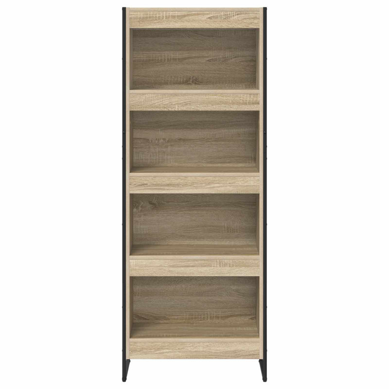 Steel Book Cabinet Bookcase, (4 Shelves) 155cm. H x 60cm. W x 30cm. D, Sonoma