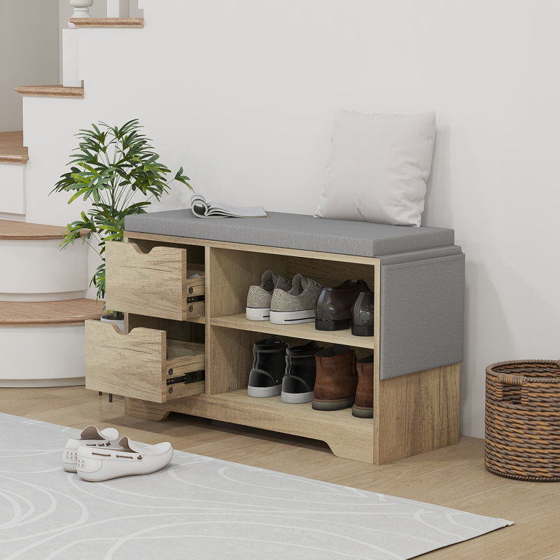 Banc d'entrée pour chaussures avec tiroir et rangement