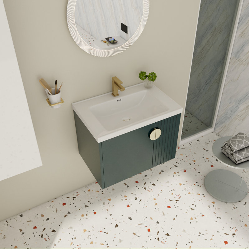 Meuble-lavabo 28 po avec lavabo en céramique, Vert