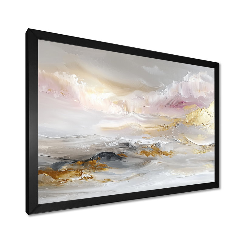 «Pure Golden Minimalisme Coastal Landscape III - plage côtière», art mural, Cadre simple, Noir, H 12 po x l 20 po