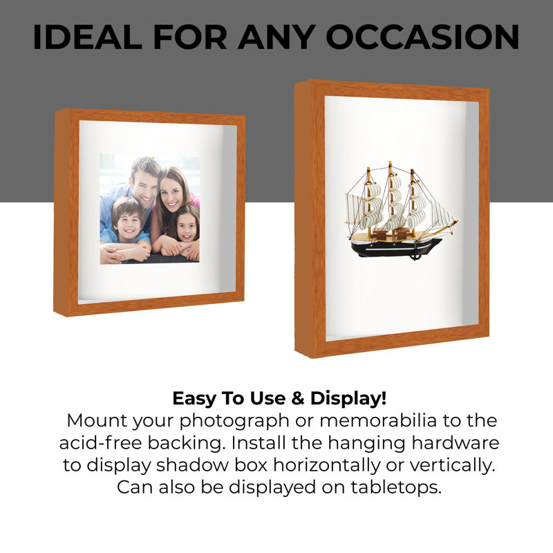 Latrisha Solid Wood Shadow Box Picture Frame, Brown, 10" W x 50" H