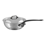 Mauviel M'cook CI Curved Splayed Saute Pan With Lid, Cast Iron Handle, 1.1-Qt