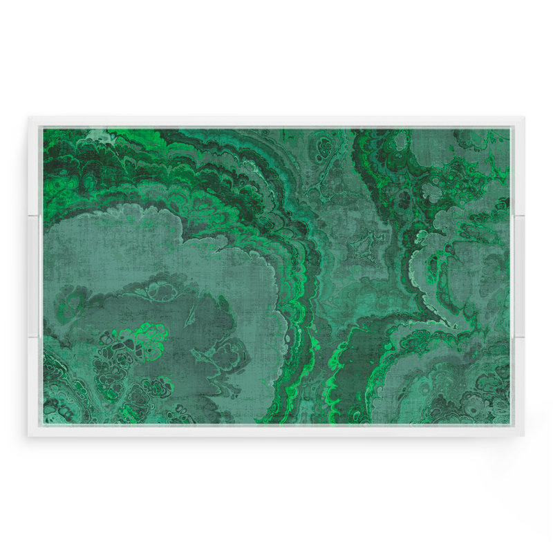Agate Malachite Acrylic Rectangle Decorative Tray, 22.5"W x 14.5"D x 2"H, Malachite