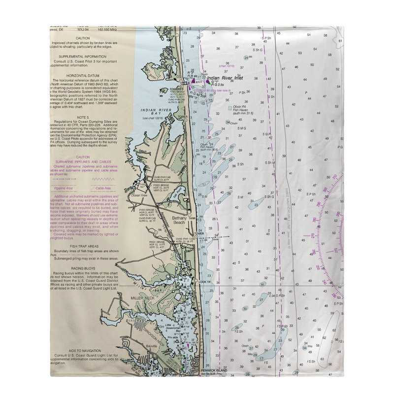 Nautical Map Throw Blanket